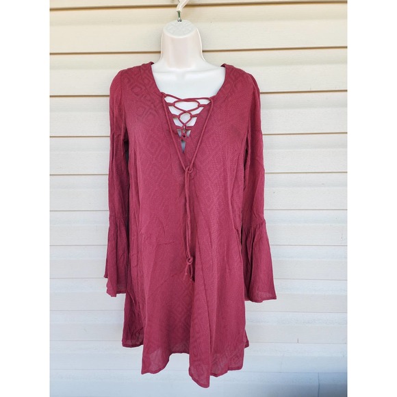 Sadie And Sage Long Sleeve Bell Sleeve V-Neck Mini‎ Dress Size Small - Picture 1 of 6